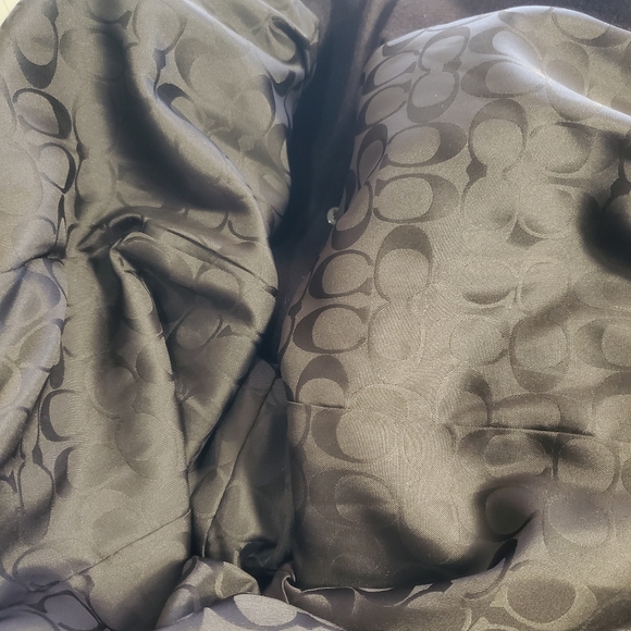 COACH Women's Size Medium Brown Wool/Mohair Blend Leather-Trim Coat - Picture 7 of 7